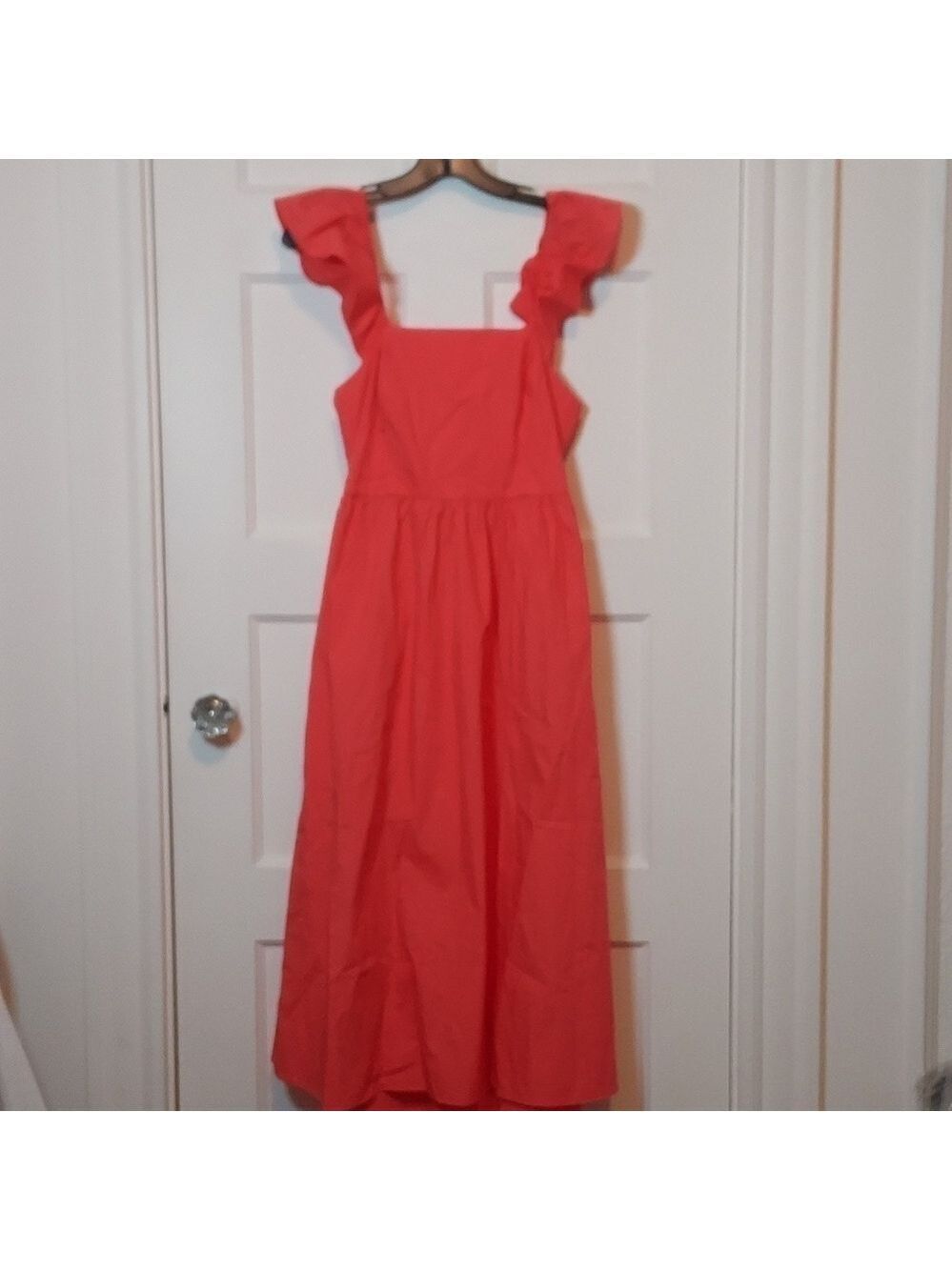 Compania Fantastica Cotton Poplin Open Back Midid Dress in Orange